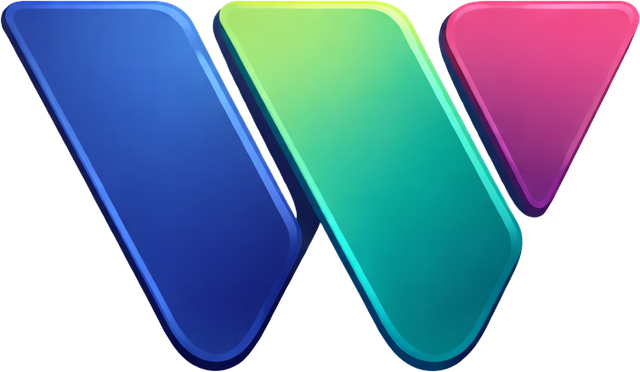 Wize-logo, een driekleurige W